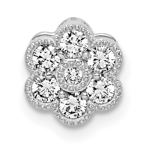 14K White Gold 0.25 Carat Lab Grown Diamond VS SI+ G+ Complete Floral Chain Slide Pendant