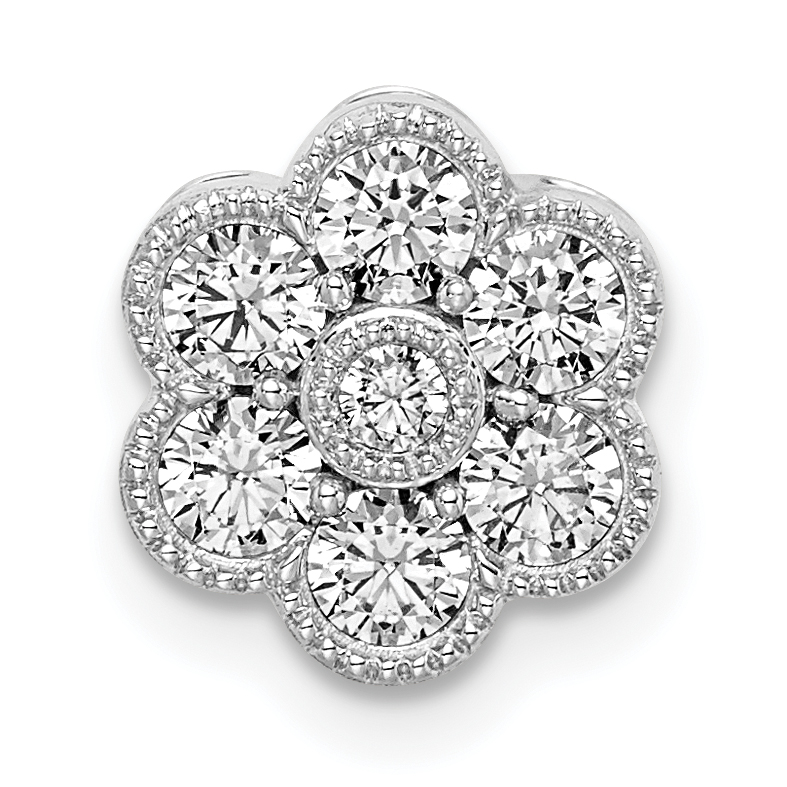 14k White Gold 1/2 carat Lab Grown Diamond VS/SI+ G+ Complete Floral Chain Slide Pendant (PM8466-050-WLG)