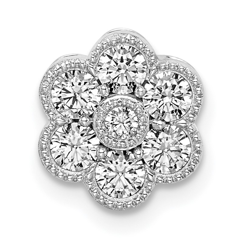 14k White Gold 1/2 carat Lab Grown Diamond VS/SI+ G+ Complete Floral Chain Slide Pendant