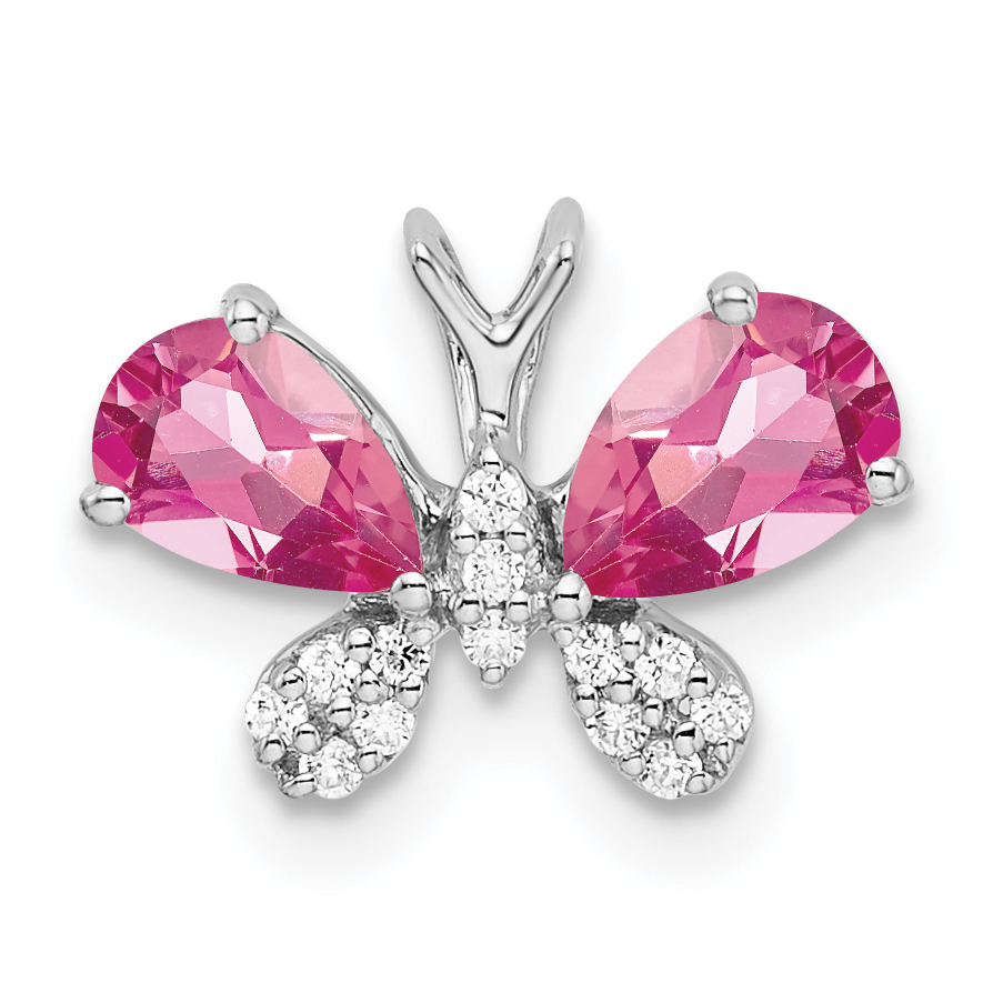 14k White Gold Pink Tourmaline & Diamond Butterfly Chain Slide (PM8473-PT-007-WA)