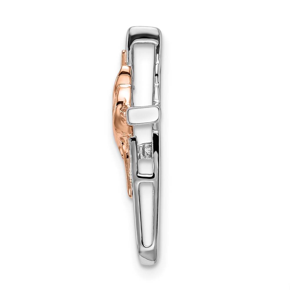 10K Two-tone White & Rose Diamond Cross Chain Slide (PM8482-003-1WRA)