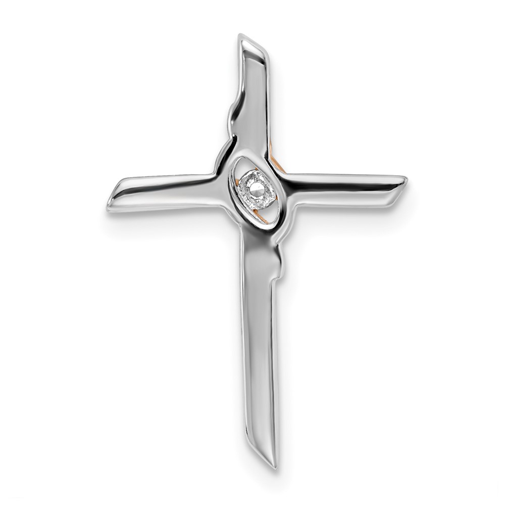 10K Two-tone White & Rose Diamond Cross Chain Slide (PM8482-003-1WRA)