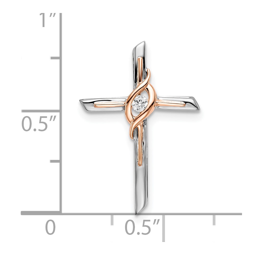 10K Two-tone White & Rose Diamond Cross Chain Slide (PM8482-003-1WRA)