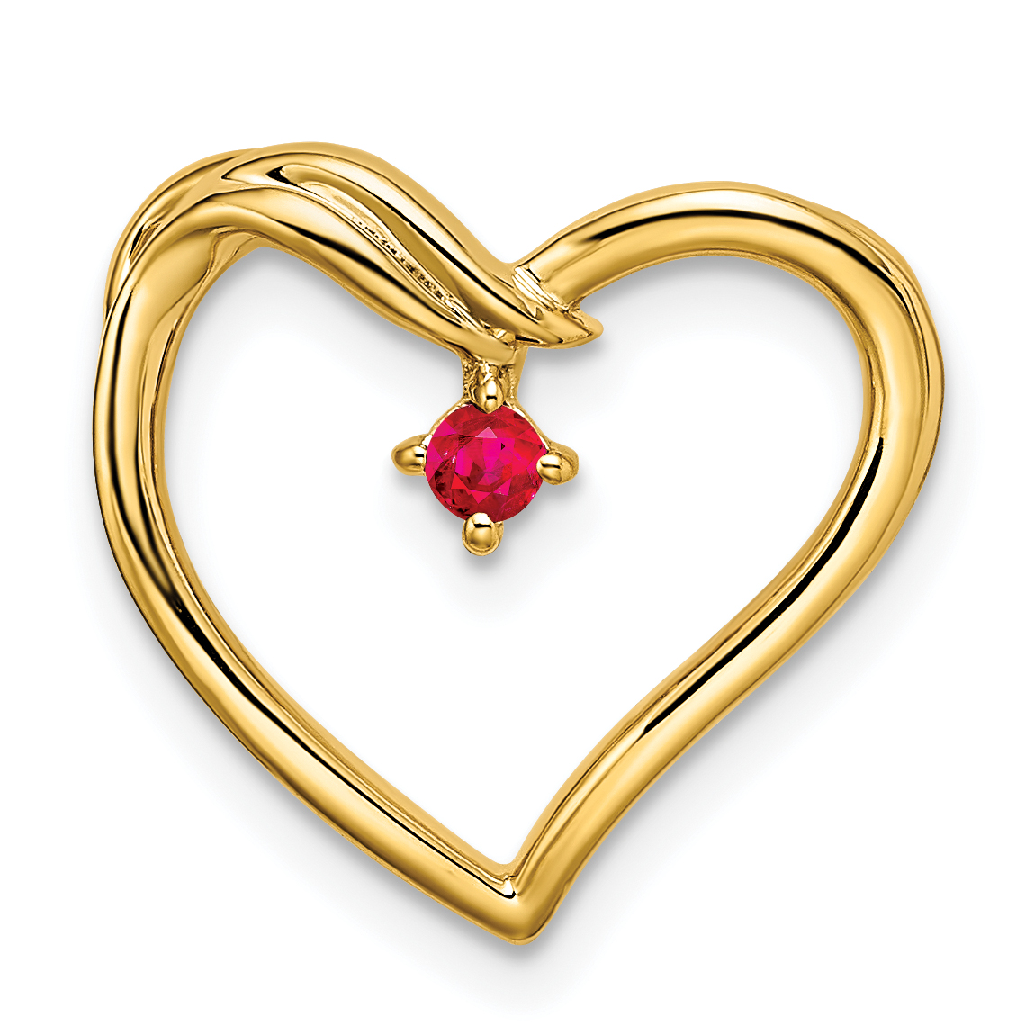 14k Polished Ruby Heart Chain Slide (PM8485-RU-YA)