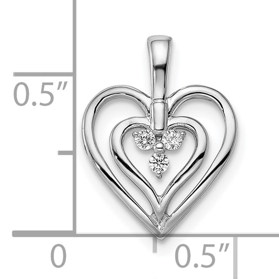 14k White Gold Polished Two Hearts Diamond Pendant
