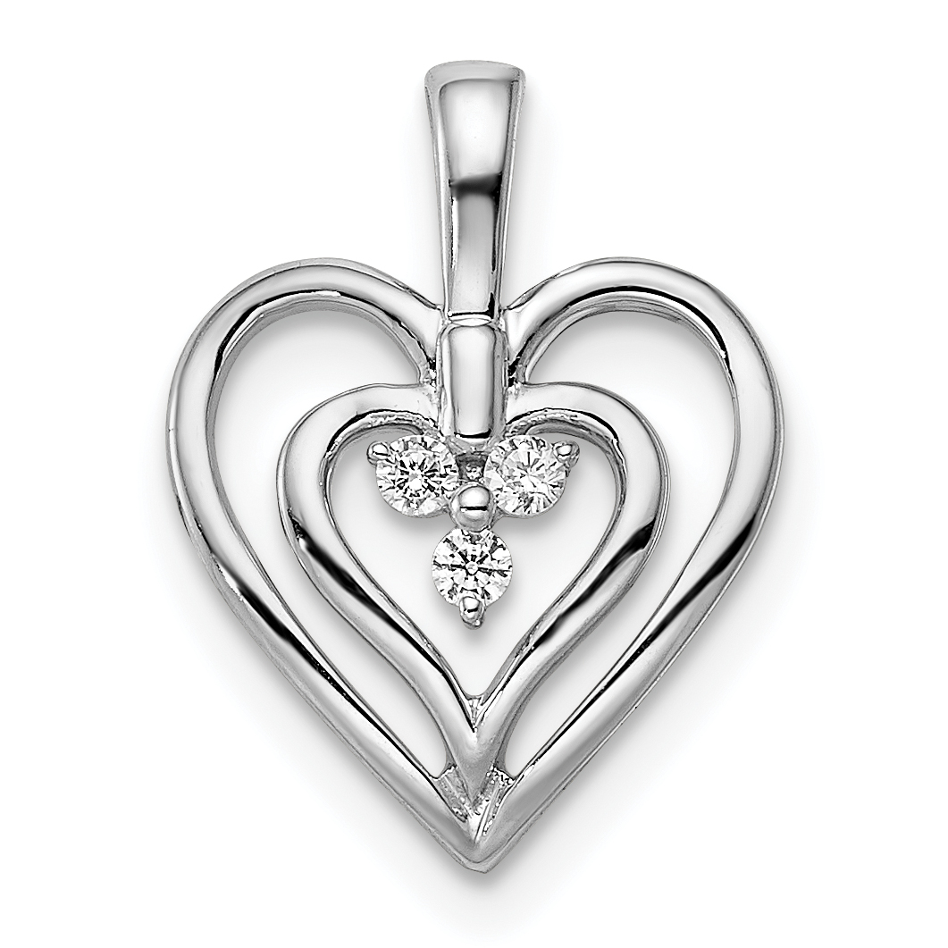 14k White Gold Polished Heart Diamond Pendant (PM8490-006-WA)