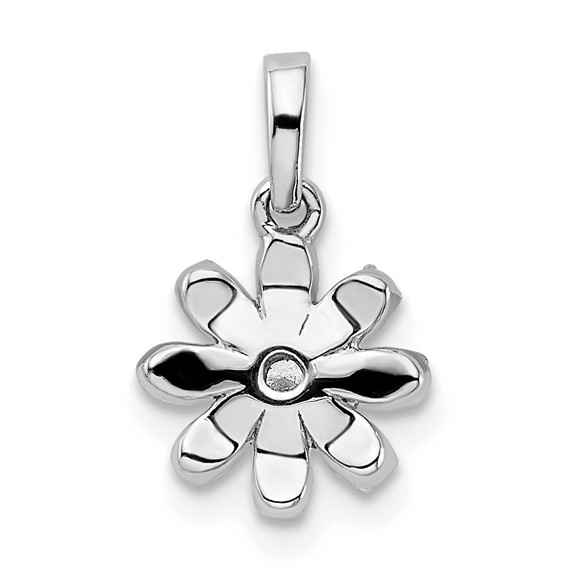 14k White Gold Polished 1/6 carat Diamond Flower Pendant