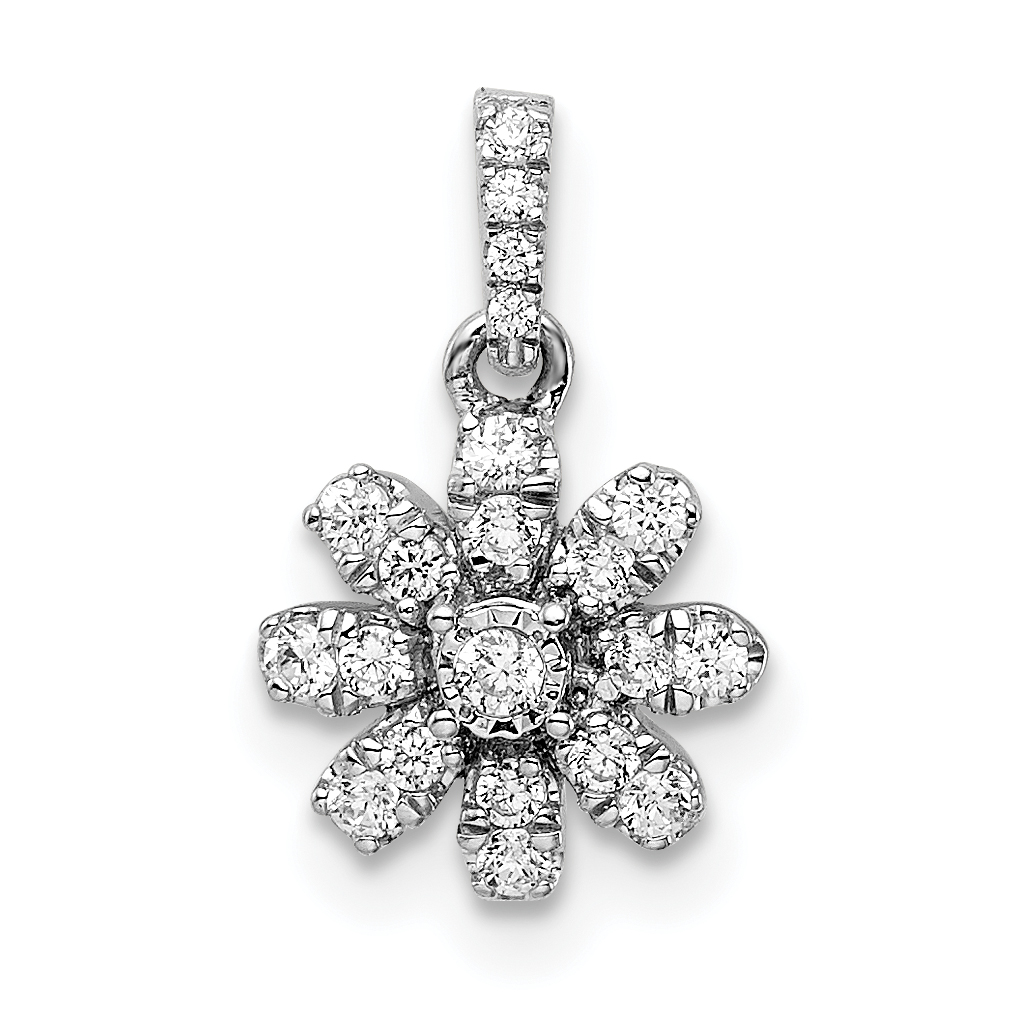 14k White Gold Polished 1/6 carat Diamond Flower Pendant (PM8493-018-WA)