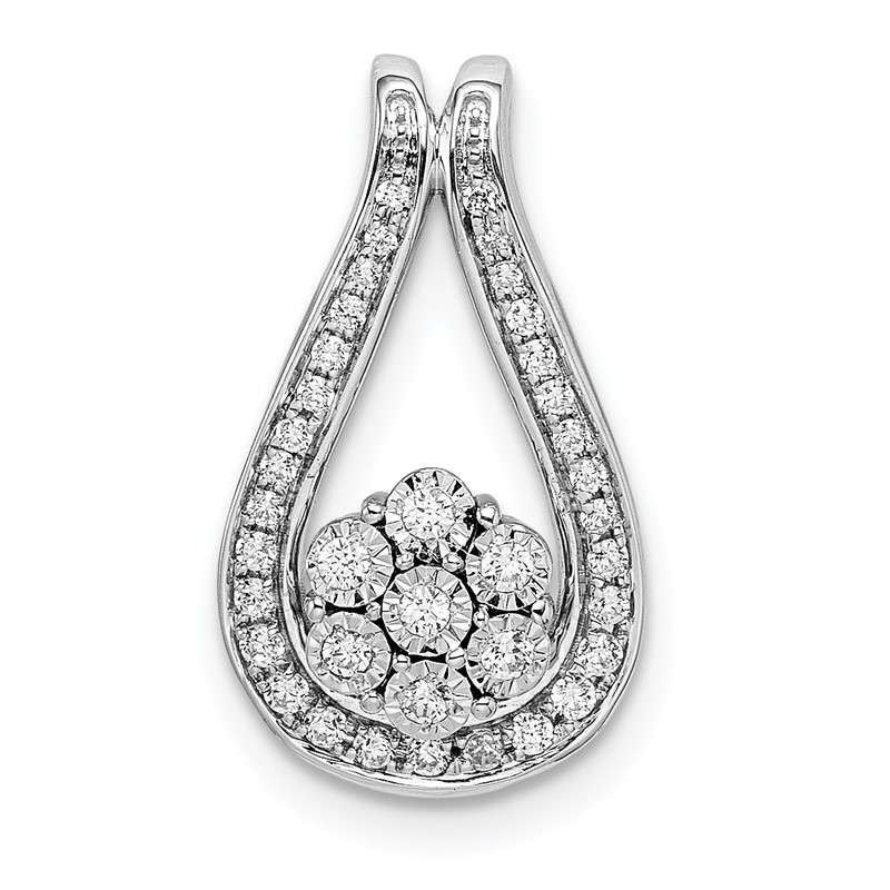 14k White Gold 1/5 carat Lab Grown Diamond VS/SI+ G+ Fashion Teardrop Chain Slide Pendant