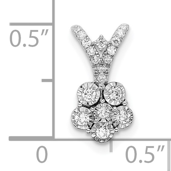 14k White Gold Polished 1/4 carat Diamond Flower Pendant