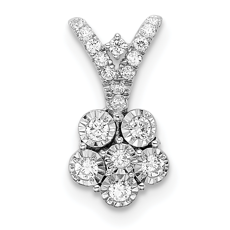 14k White Gold Polished 1/4 carat Diamond Flower Pendant (PM8495-018-WA)