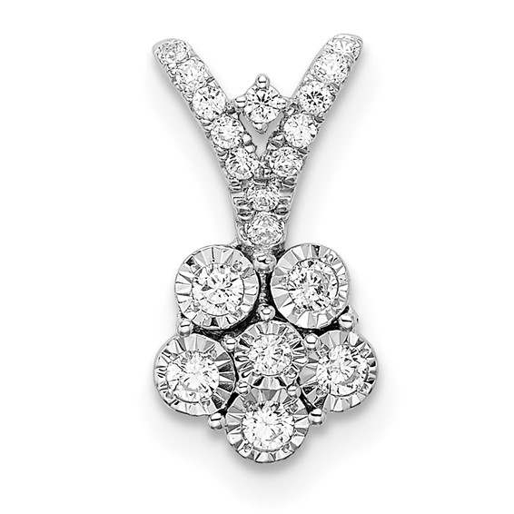 14k White Gold Polished 1/4 carat Diamond Flower Pendant