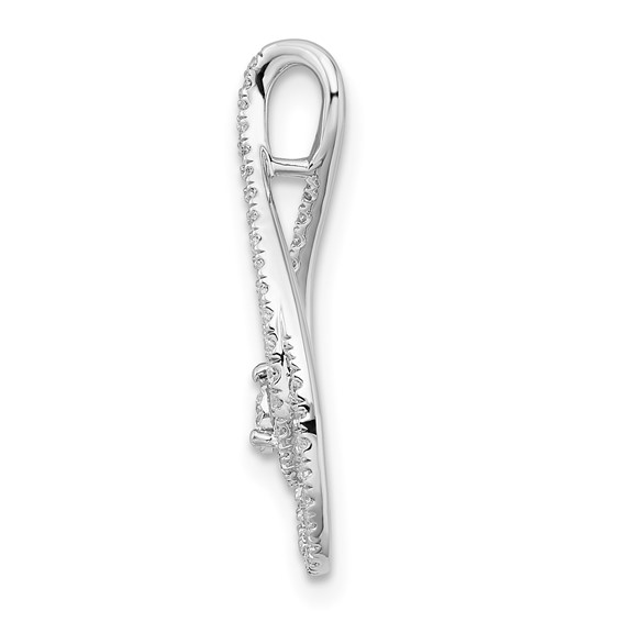 14k White Gold 1/5 carat Diamond Double Teardrop Chain Slide