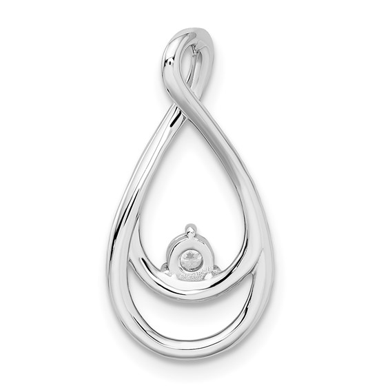 14k White Gold 1/5 carat Diamond Double Teardrop Chain Slide