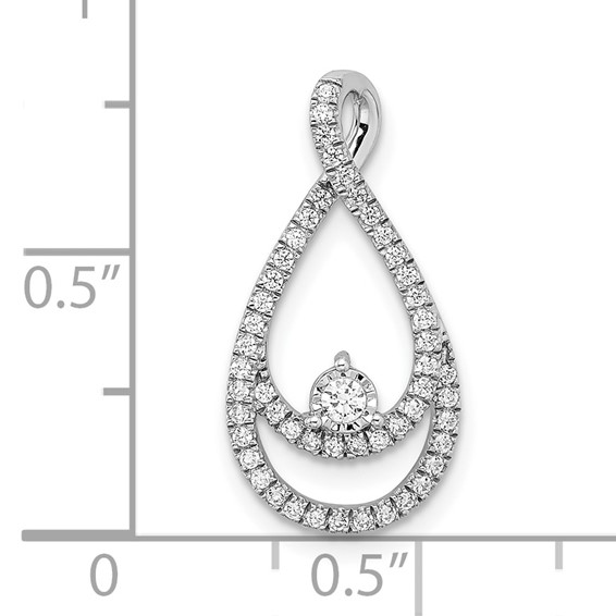 14k White Gold 1/5 carat Diamond Double Teardrop Chain Slide