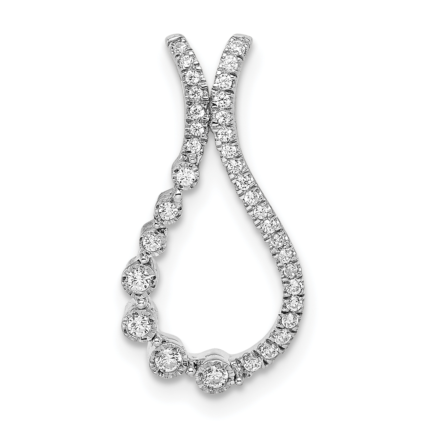 14k White Gold 1/6 carat Diamond Teardrop Chain Slide (PM8502-015-WA)