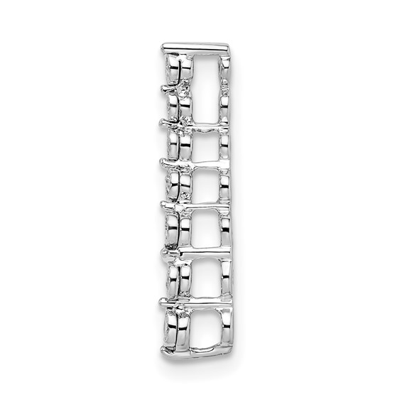 14k White Gold 1/10 carat Graduating Diamond Curved Chain Slide