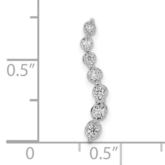 14k White Gold 1/10 carat Graduating Diamond Curved Chain Slide