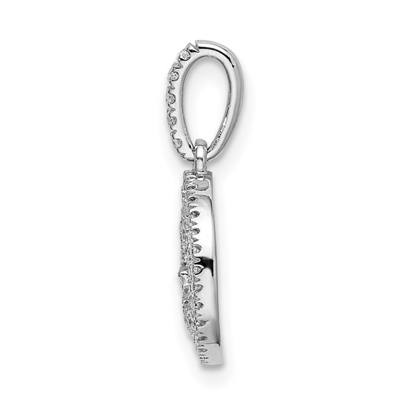 14k White Gold 1/5 carat Diamond Circle Swirl Pendant