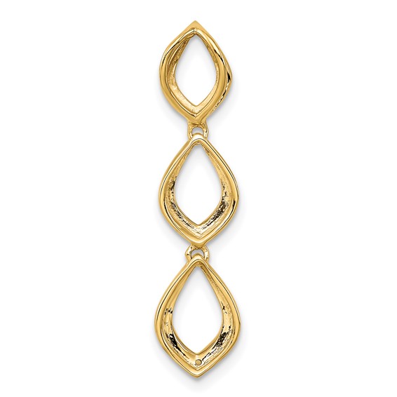 14k Polished 1/4 carat Diamond Triple Oval Chain Slide
