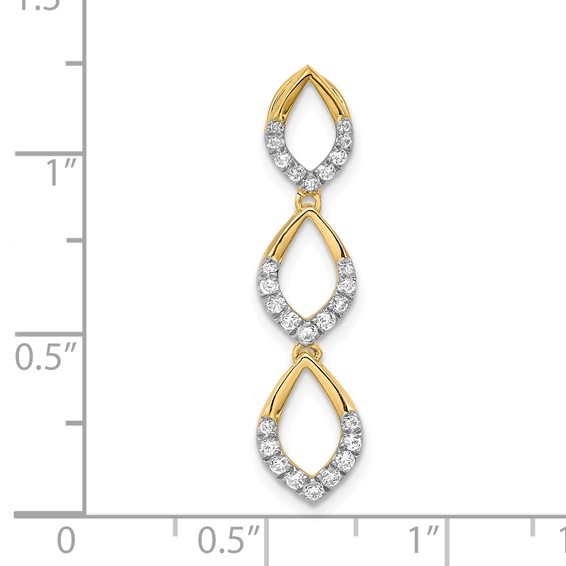 14k Polished 1/4 carat Diamond Triple Oval Chain Slide