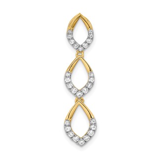 14k Polished 1/4 carat Diamond Triple Oval Chain Slide