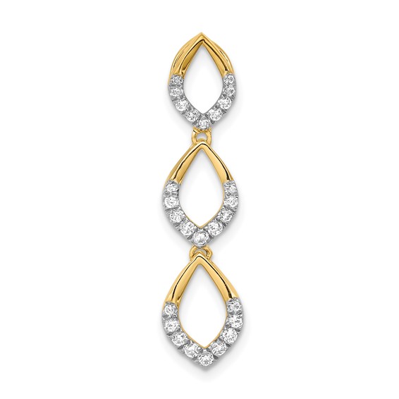 14k Polished 1/4 carat Diamond Triple Oval Chain Slide