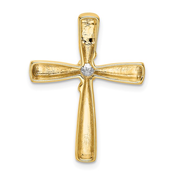 14k Polished 1/10 carat Diamond Cross Chain Slide