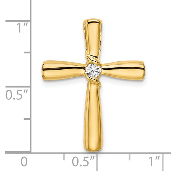 14k Polished 1/10 carat Diamond Cross Chain Slide