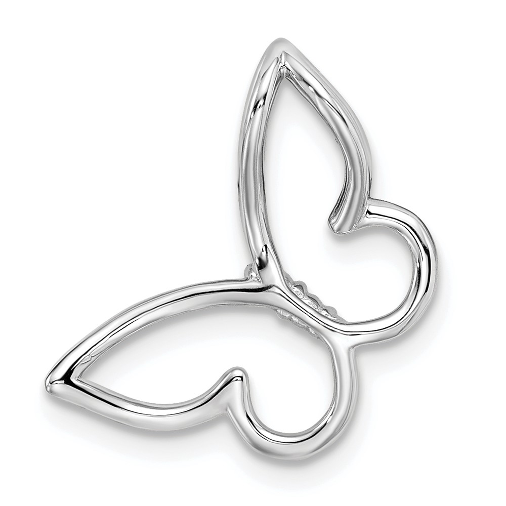 10k White Gold Polished Butterfly Diamond Chain Slide (PM8521-005-1WA)