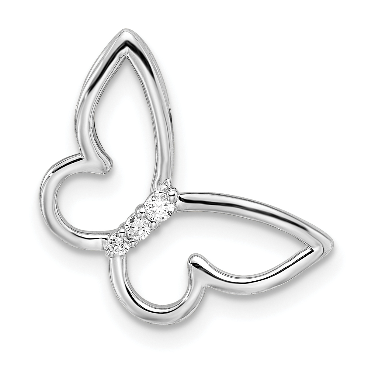 10k White Gold Polished Butterfly Diamond Chain Slide (PM8521-005-1WA)