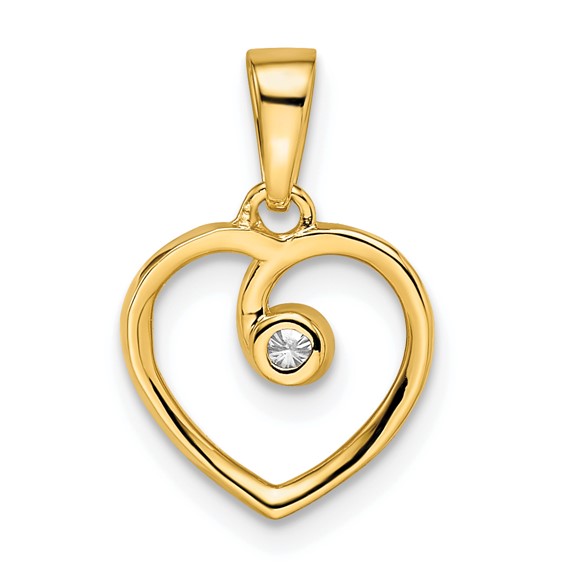 14k Polished .03 carat Diamond Heart Pendant