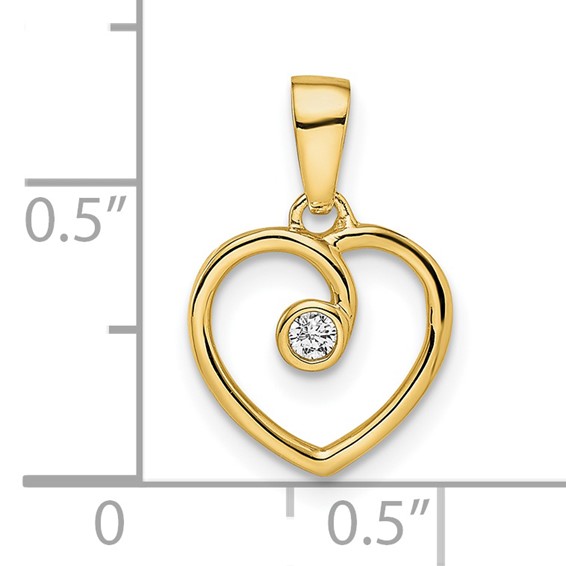 14k Polished .03 carat Diamond Heart Pendant