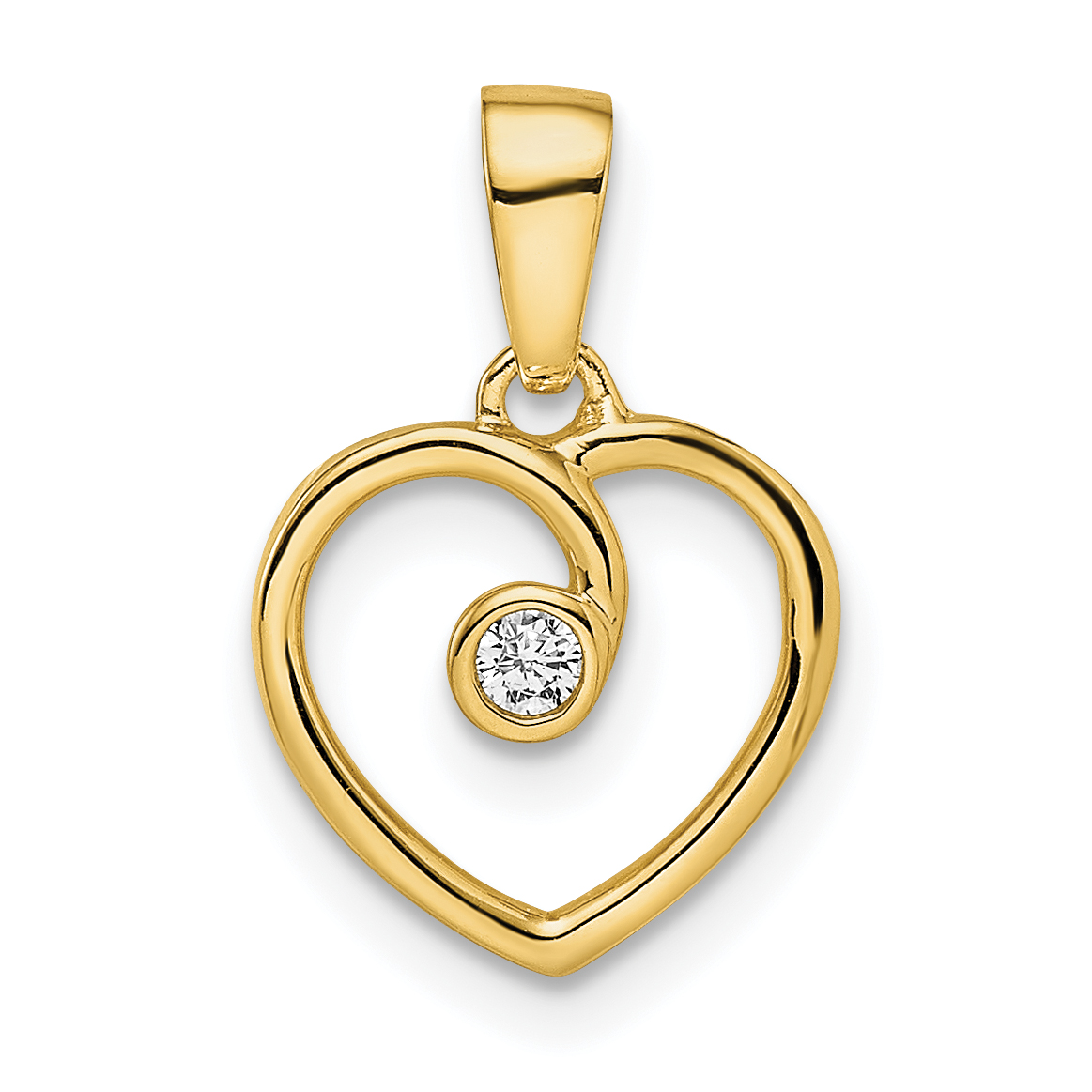 14k Polished Heart Diamond Pendant (PM8535-003-YA)