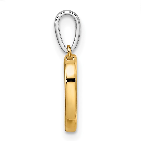 14k Two-tone Heart Dangle Diamond Pendant