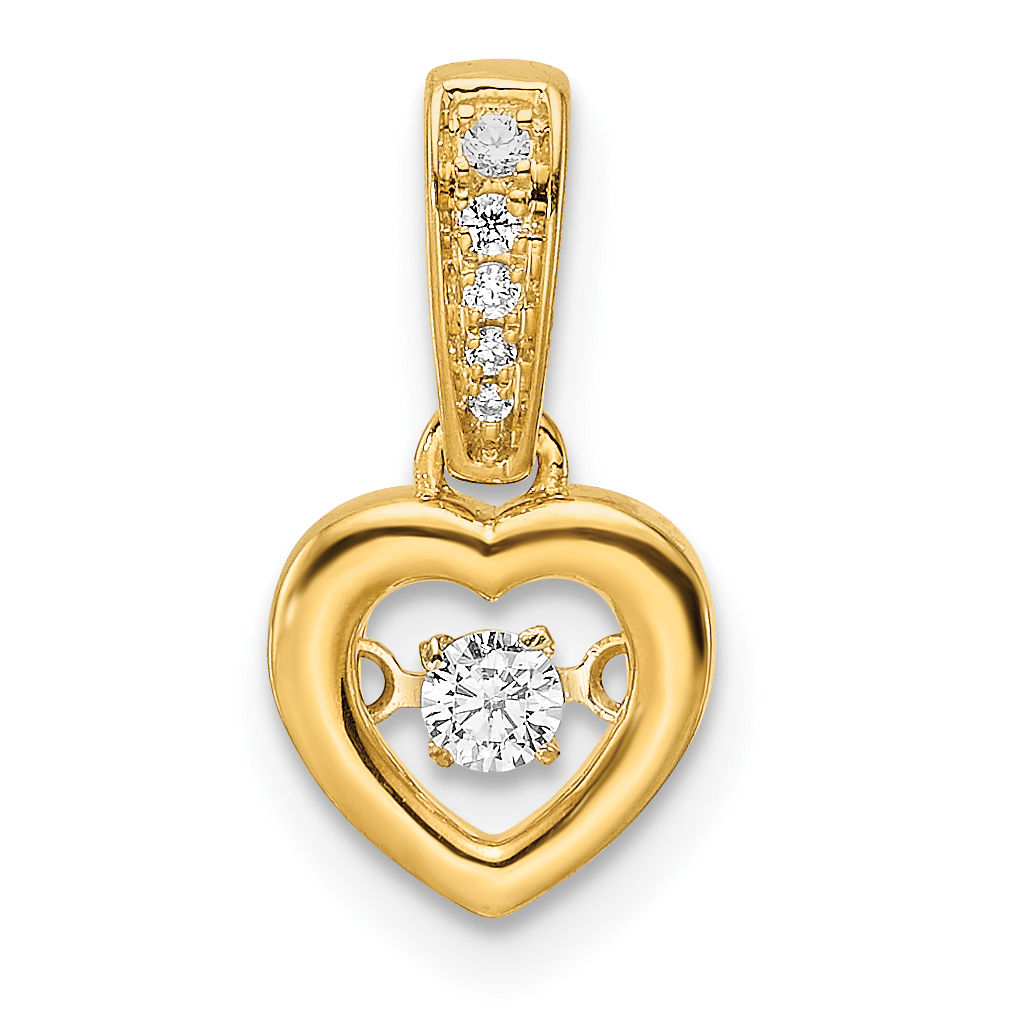 14k Diamond Polished Heart Dangle with Vibrant Center Pendant (PM8546-009-YA)