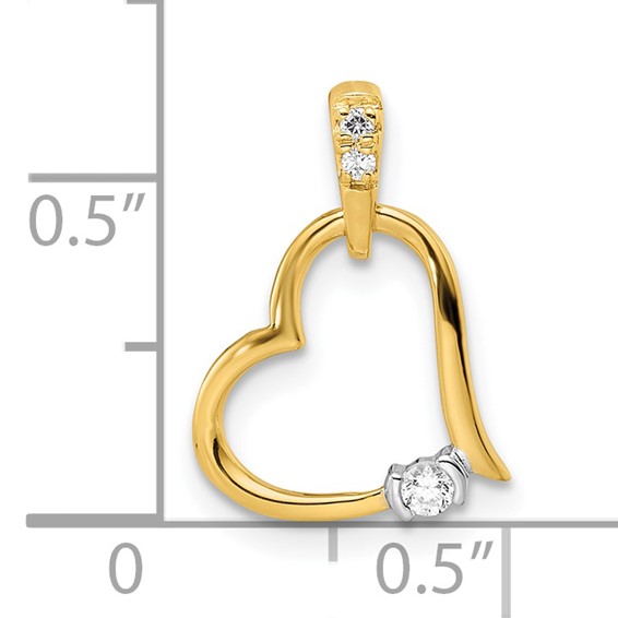 14k Two-tone Polished Diamond Heart Pendant
