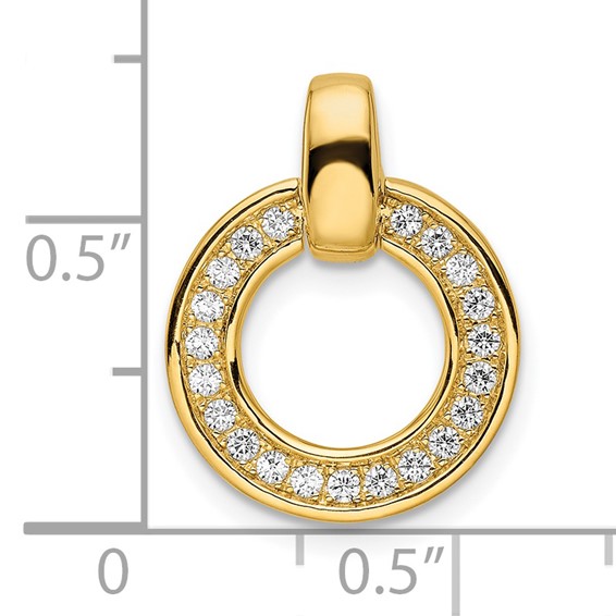 14k Polished 1/4 carat Diamond Circle Chain Slide