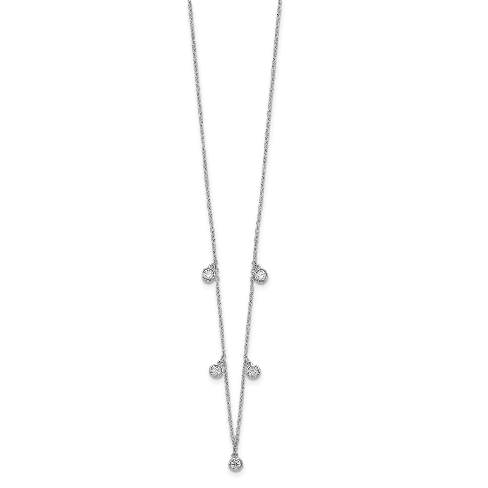 14k White Gold 3/8 carat Diamond Bezel-set Dangles 5-station 18 inch Necklace (PM8566-038-WA)