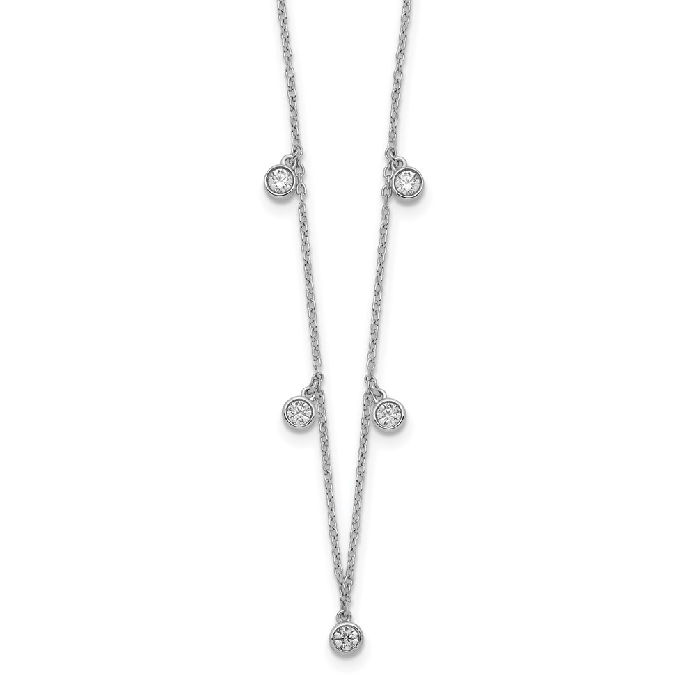 14k White Gold 3/8 carat Diamond Bezel-set Dangles 5-station 18 inch Necklace (PM8566-038-WA)