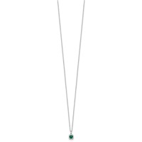 10K White Gold 0.10 Carat Lab Grown Diamond VS SI+ G+ and Created Emerald Complete Pendant Necklace, 18" view 2