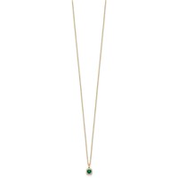 10K Yellow Gold 0.10 Carat Lab Grown Diamond VS SI+ G+ and Created Emerald Complete Pendant Necklace, 18" view 2