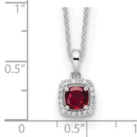 10K White Gold 0.10 Carat Lab Grown Diamond VS SI+ G+ and Created Ruby Complete Pendant Necklace, 18" view 3