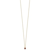 14K Yellow Gold 0.10 Carat Lab Grown Diamond VS SI+ G+ and Created Ruby Complete Pendant Necklace, 18" view 2