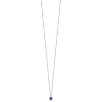 14K White Gold 0.10 Carat Lab Grown Diamond VS SI+ G+ and Created Sapphire Complete Pendant Necklace, 18" view 2