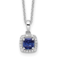 10K White Gold 0.10 Carat Lab Grown Diamond VS SI+ G+ and Created Sapphire Complete Pendant Necklace, 18" view 1