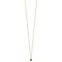 14K Yellow Gold 0.10 Carat Lab Grown Diamond VS SI+ G+ and Created Sapphire Complete Pendant Necklace, 18" view 2