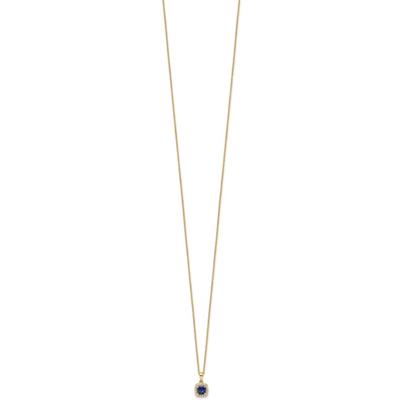 10k 1/10 carat Lab Grown Diamond VS/SI+ G+ and Created Sapphire Complete 18 inch Pendant Necklace