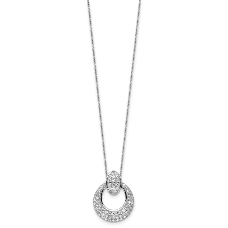 True Origin 14k White Gold 1 1/6 carat Lab Grown Diamond VS DEF 18 inch Fancy Circle Pendant Necklace