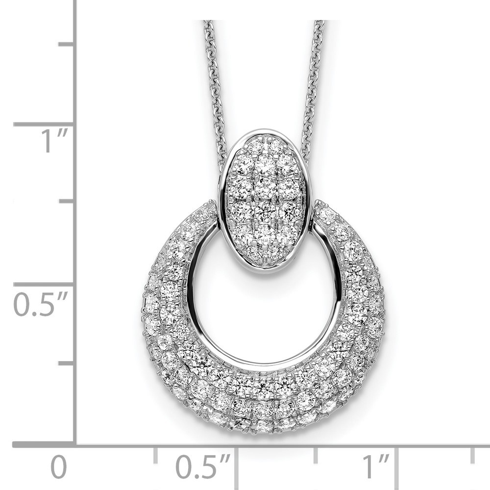 True Origin 14k White Gold 1 1/6 carat Lab Grown Diamond VS DEF 18 inch Fancy Circle Pendant Necklace (PM8606-115-WLD)
